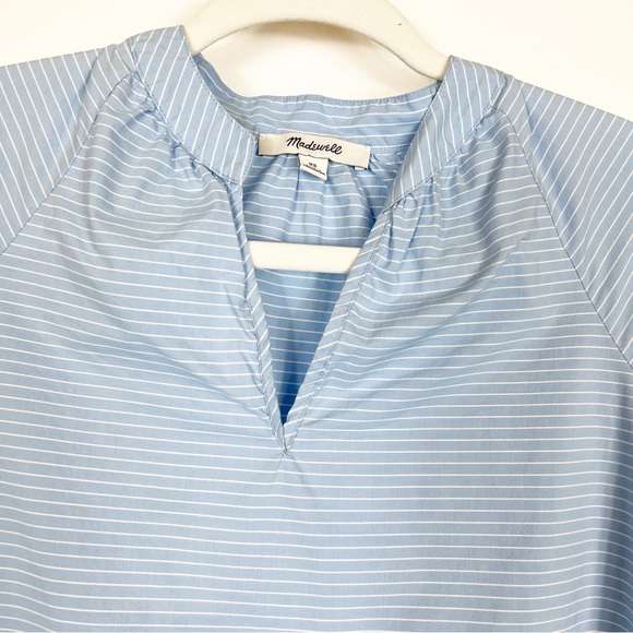 Madewell Striped Tie Sleeve Popover Top Blue & White Size XS - Picture 3 of 11